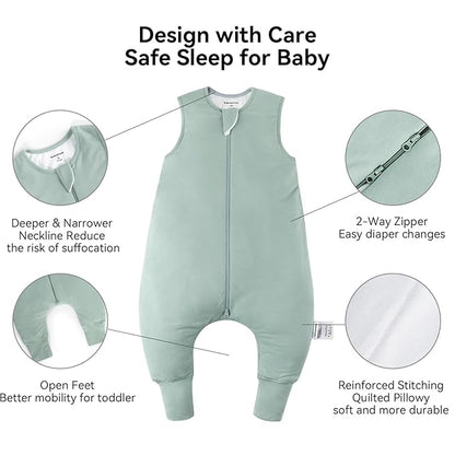 Rayon Made from Bamboo Toddler Sleep Sack with Feet 12-24 Months 1.0 Tog Ultra Soft Toddler Sleeping Sack 1t-2t Sleep Bag Walker Quilted Wearable Blanket with Legs 2-Way Zipper Lightweight