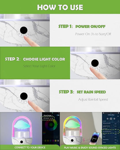 Weljoy Aromatherapy Essential Oil Diffuser Rainbow Rain Cloud Micro Humidifier Water Drip Mushroom Diffuser with Running Lights Rain Sounds for Sleeping-Tabletop Water Fountain&Night Light