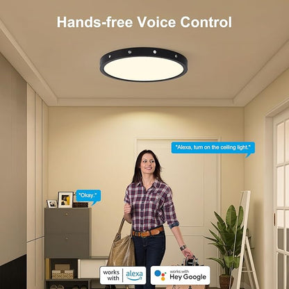 Smart Ceiling Light, RGB LED Ceiling Light Fixture, DIY Colors, Compatible with Alexa,ambiance Lighting for Bedroom