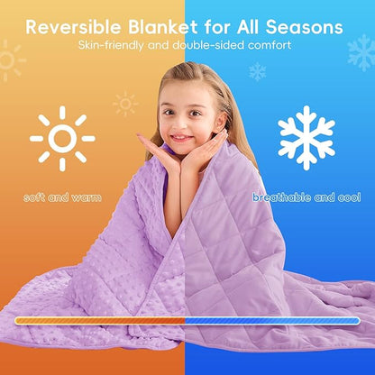 yescool Weighted Blanket 3 lb Light Purple Small Weighted Lap Blanket for Boys and Girls, Cooling Weighted Throw Blankets Minky Heavy Blankets, for 20-45lbs, 36 * 48in