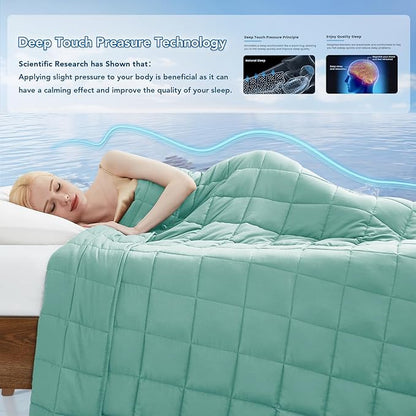 Topcee Weighted Blanket for Adults (15 lbs, 48" x 72") Twin Size Soft Cooling Heavy Blanket Sleeping, Apply to 130-160 lbs Body, Thick Breathable Blanket with Glass Bead, Easy Care
