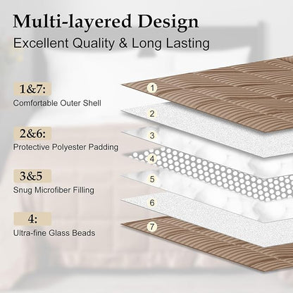 downluxe Weighted Blanket Queen Size, 15 lb Weighted Blanket with Glass Beads for All Season, Machine Washable Heavy Blanket (Brown, 90 X 90 Inch)