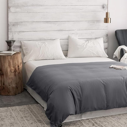 ZonLi 48"x72" Grey Duvet Cover, Oeko-texCertified 100% Cotton, Twin Size RemovableDuvet Cover for Weighted Blanket