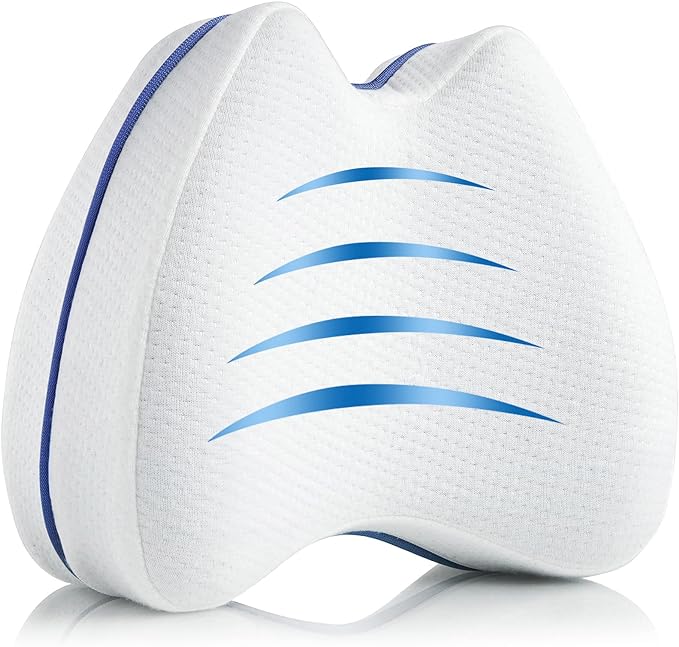 QISHFEN Knee & Leg Pillows Foam Support Pillow for Sleeping for Back Pain,Leg Pillow for Sleeping On Side, Memory Foam Cushion Knee Support Pillows,Pregnancy Pillow Removable (1 Pack)