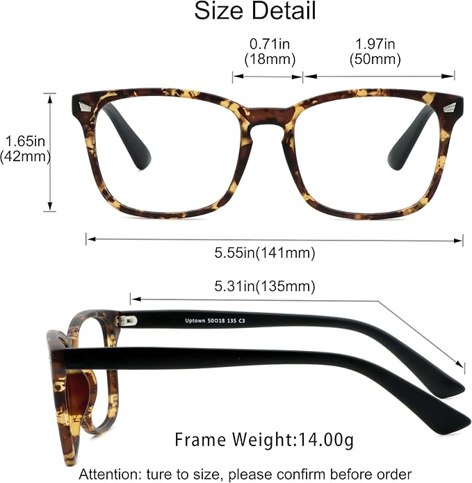 YEIN Progressive Multifocus Reading Glasses, Spring Hinge Blue Light Blocking Glasses for Women Men, No Line Multifocal Readers with Clear Lenses (+0.75/+3.25 magnification)