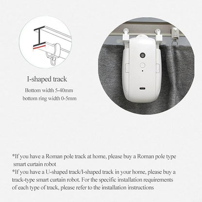 Smart Home Automatic Curtain Opener,Remote Controlled Electric Curtain Opener, Upgraded High-Performance Curtain Robot Motor, for Roman Rod U-Rail I-Rail 4000mAh Battery Powered (2PC Roman pole)