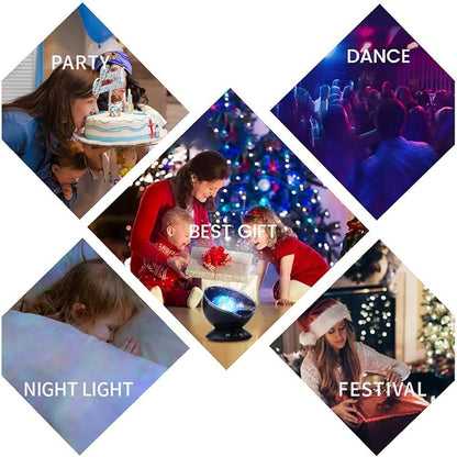 TOMNEW Ocean Wave Projector, Night Light Projector with Remote Control Timer 8 Colors LED Lighting Modes Music Speaker Water Lamp for Kids Adults Bedroom Living Room Party Decorations (Black)