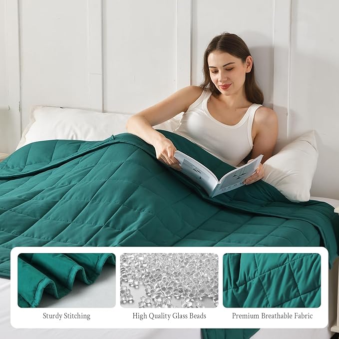 Topblan Weighted Blanket for Adults 15lbs, Soft Cooling Weighted Blankets, Breathable Heavy Blanket with Glass Beads for All Season, Sofa Bed, 60"x80" Queen Size