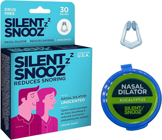 Silent Snooz Nasal Dilator Anti Snore Device | Made in USA - Reusable Unscented Nose Vent (30 Uses)