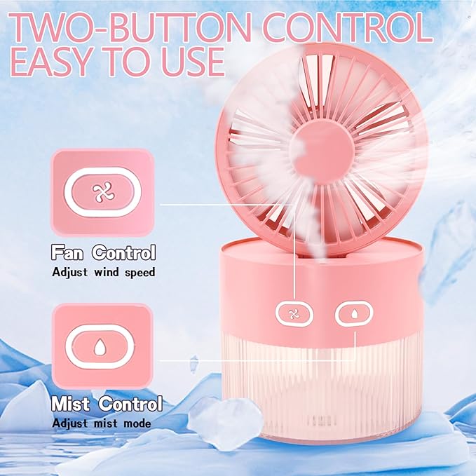 Kylara Mini Humidifier for Office Desk & Bedroom - 350mL Portable USB Personal Humidifiers with Auto Shut-Off, Travel Friendly