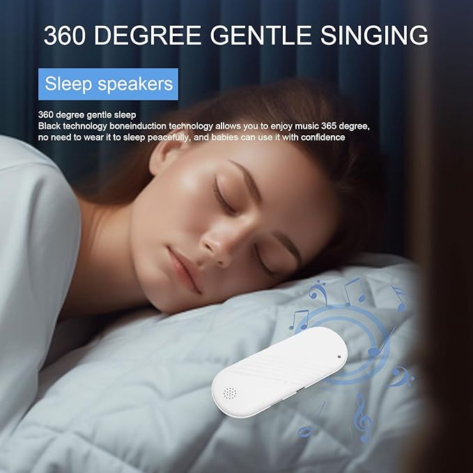 Dpofirs Pillow Speaker Bluetooth Sleep Headphones for Man and Women, Mini Deep Bass Stereo Conduction Pillow Speaker for Home Travel Sunbathing Camping Solutions for Insomnia