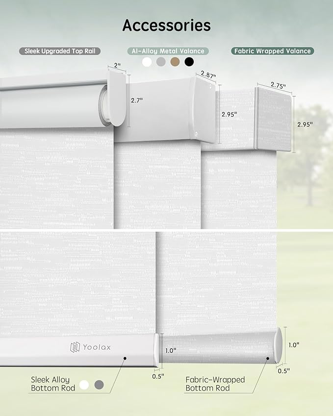 Yoolax Motorized Blinds with Remote, Blackout Smart Blinds for Windows Motorized Roller Shades, Automatic Window Shades Work with Alexa Custom Size (Blackout-Jacquard White)