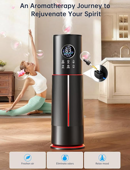 10L/2.64 Gal Humidifier for Large Room 600ft² 60H Runtime 24H Timer Auto Mode APP & Remote Control Top Fill Diffuser Aromatherapy 7 Color Lights Cool Mist Humidifier for Bedroom Home Office Plant