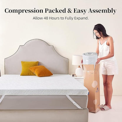 3 inch Memory Foam Mattress Topper Twin XL Bed, Gel Infused Memory Foam Mattress Pad with Cover for Back Pain Relief, 38x80 Inches