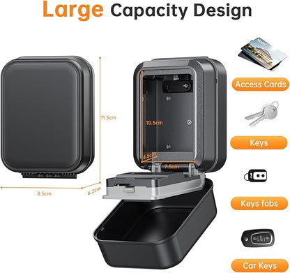 Smart Key Lock Box - Bluetooth APP(Tuya APP) Control & PIN Code, IP65 Weatherproof Wall Mounted Lock Box for Airbnb, Realtor, Home Office, Holds 5 Keys+3 Access Cards