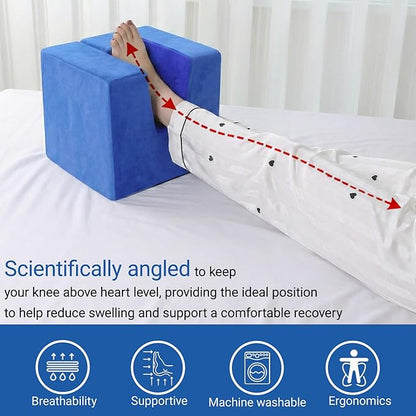 Anti-Roll Knee Replacement Pillow for Post-Surgery Stability, U-Shaped Leg Elevator Stabilizer for ACL, Hip & Ankle Recovery - Foam Support with Detachable Footrest for Swelling Relief & 0° Extension