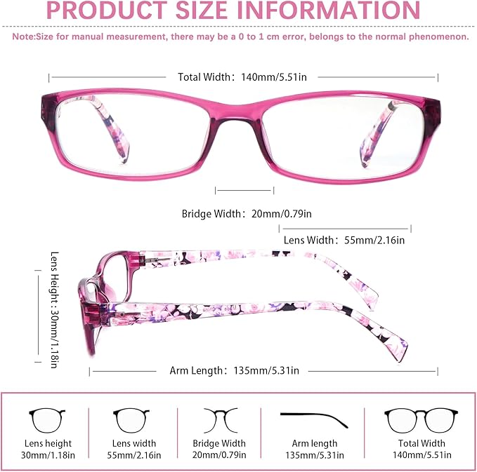 VIDEBLA 5 Pack Computer Reading Glasses Men and Women Anti Eyestrain Blue Light Blocking Glasses for Reading (5 Mix-6, 1.50)