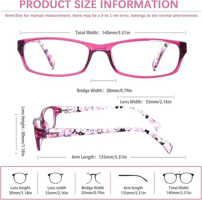 VIDEBLA 5 Pack Computer Reading Glasses Men and Women Anti Eyestrain Blue Light Blocking Glasses for Reading (5 Mix-6, 1.50)