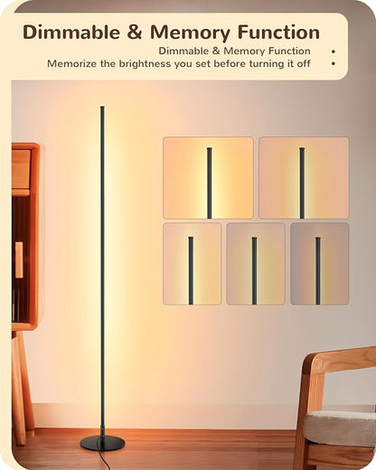 EDISHINE Floor Lamps for Living Room, Remote Control & Foot Switch Corner Floor Lamp, 10%-100% Dimmable Standing Lamp with 7 Color Temperature, 57.5" Tall Floor Lamp for Bedroom, Office, Black