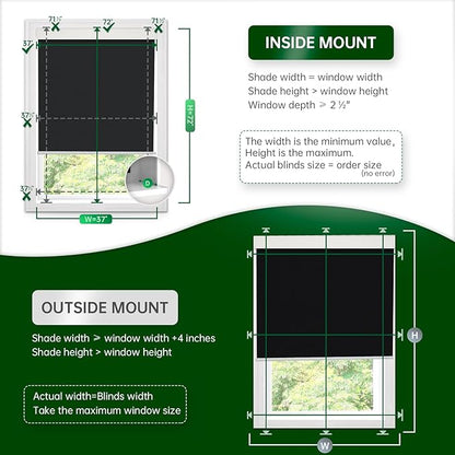 Motorized Blinds with Remote, Blackout Cooling Automatic Shades with Solar Panel Cordless Smart Blinds for Windows, Custom Electric Blinds Horizontal Roller Shades,Black,20" W X 72" H