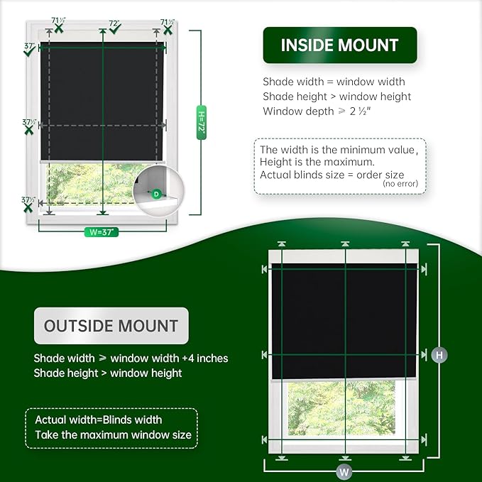 Motorized Roller Blinds, Blackout Automatic Shades with Solar Panel Cordless Smart Blinds for Windows, Custom Electric Blinds Horizontal Roller Shades with Remote Control,Black,38" W X 72" H