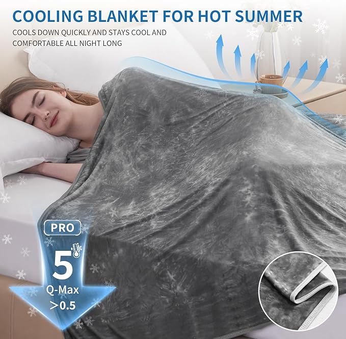 Guohaoi Cooling Throw Blanket for Hot Sleepers,Decortive Tie Dye,Arc-Chill Q-Max >0.5Cool Fiber,100% Oeko-Tex Certified,Lightweight Summer Cool Blanket for Ultra Cold Breathable,Keep Cool,50''x70''