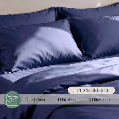 Eucalyptus Sheets - Infused with Silver for Anti-Odor, Softer Than Silk Fibers, More Cooling Than Cotton - Perfect for Hot Sleepers & Sensitive Skin - 100% Tencel Lyocell - Cali-King Sheet Set