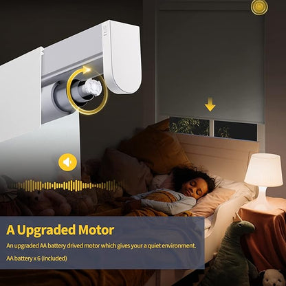 Motorized Blinds with Remote, Grasscloth Fabric Smart Blinds with Valance Cover, Cordless Automatic Roller Shades, Blackout Electric Blinds for Windows,Bright White 24" W x 72" H