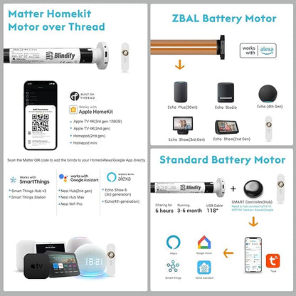 Motorized Blinds with Remote, Smart Blind Roller Shades Compatible with Alexa, Durable Rechargeable Battery Solar Power Electric Window Blinds Customized Size (Jacquard Beige)
