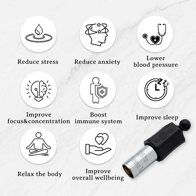 Anxiety Necklace 528 Hz Breathing Meditation Whistle Mindfulness Device for Stress Relief Calm Meditation Adjusting Breathing Anxiety Relief Necklace, Stress Relief Gift for Men Women-Gold