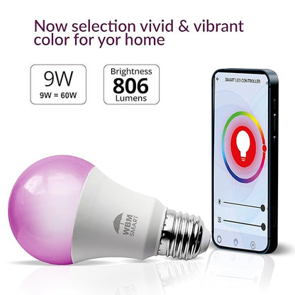 Himalayan Glow Color Changing LED Light Bulb, RGB Lights & Dimmable, WiFi Control Multicolor Bulb,Best for Home Décor, Compatible with Alexa, Google Home & Mobile App, 4 Count