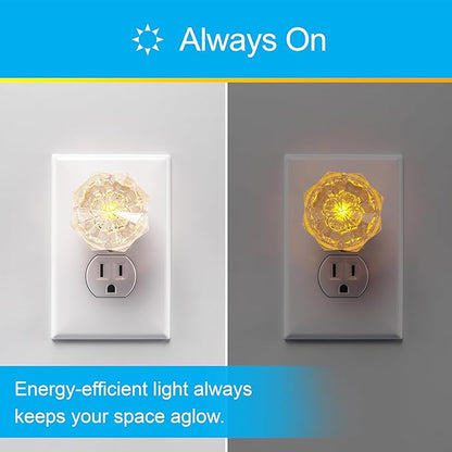 GE SleepLite Jewel LED Night Light, Plug-in, Always On, Amber, UL-Certified, Energy Efficient, Ideal Nightlight for Bedroom, Bathroom, Nursery, Hallway, Kitchen, 11291