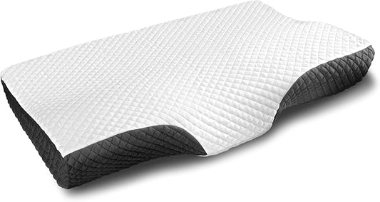 Contour Memory Foam Pillow Orthopedic Sleeping Pillows, Ergonomic Cervical Pillow for Neck Pain - for Side Sleepers, Back and Stomach Sleepers, Free Pillowcase Included (Firm & Queen)