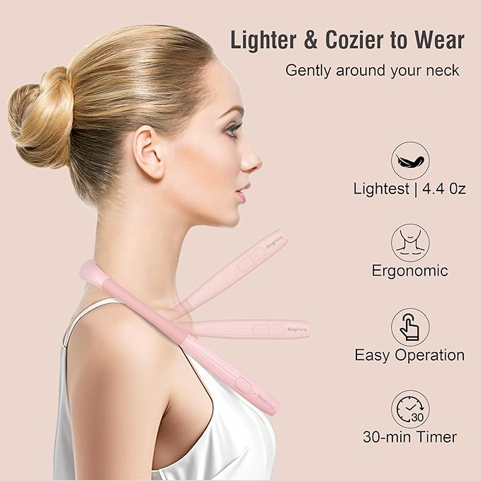 LED Neck Book Light Reading Lamp USB Rechargeable, Lighter Weight,Hands Free, Each 3 Colors with 3 Brightness, 80-hr Lasting Rechargeable Lamp,Perfect for Reading in Bed(Sakura Pink)