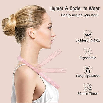 LED Neck Book Light Reading Lamp USB Rechargeable, Lighter Weight,Hands Free, Each 3 Colors with 3 Brightness, 80-hr Lasting Rechargeable Lamp,Perfect for Reading in Bed(Sakura Pink)