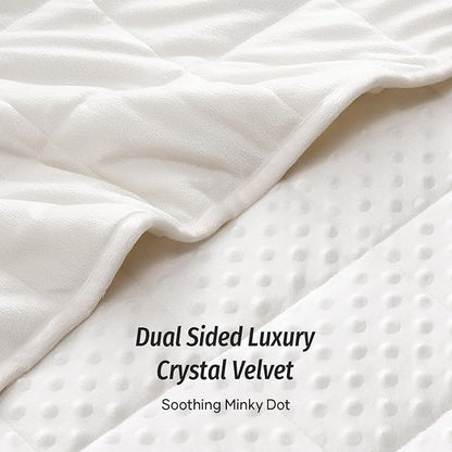 Wemore Minky Dot Weighted Blanket for Adults Queen Size 20 lbs, Soft Heavy Blanket for Stress Relief and Sleep Promotion, Breathable Blanket for All-Season with Glass Beads, White 60 x 80 inches