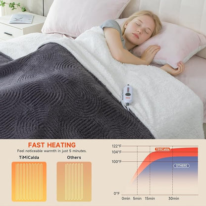 Heated Blanket Full Size - 72"x84" Cozy Soft Jacquard Heating Blanket with 4 Heat Levels & 10 Hours Auto-Off, Jacquard Fleece, Overheating Protection, Warm Gifts, Grey