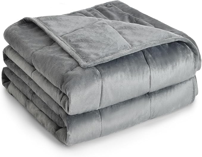 Topblan Weighted Blanket Twin Size 15lbs, Adult Weighted Blankets with Soft Warm Fabric for Sleeping and Calming, Adult Heavy Blanket for Sofa Bed, Grey, 48 x 72 inches