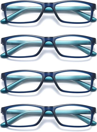 Reading Glasses Blue Light Blocking for Men Women,Rectangular Frame Computer Readers with Spring Hinge