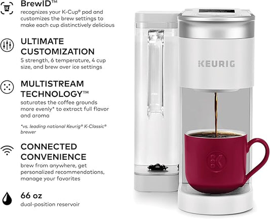 Keurig K-Supreme SMART Single Serve Coffee Maker With WiFi Compatibility, 4 Brew Sizes, And 66oz Removable Reservoir, Compatible with Alexa, White