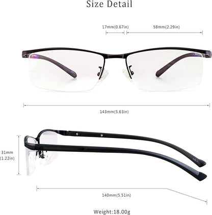 LifeArt Alloy Semi-Rimless Reading Glasses,Blue Light Blocking Glasses, Anti Eyestrain, Computer Gaming Glasses, TV Glasses for Women, Anti Glare (Black, +0.00 Magnification)