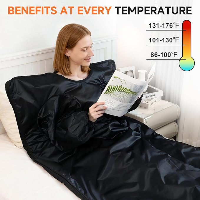 Sauna Blanket with Arm Sleeves for Home Use, Portable Design for Relaxation and Detoxification Highest 176℉