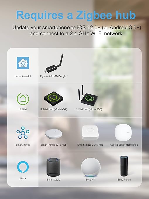 EIGHTREE Zigbee Smart Plug 15A, Energy Monitoring, 𝗭𝗶𝗴𝗯𝗲𝗲 𝗛𝘂𝗯 Required, ETL Certified, Smart Plugs That Compatible with Alexa & Home Assistant & SmartThings, 1 Pack