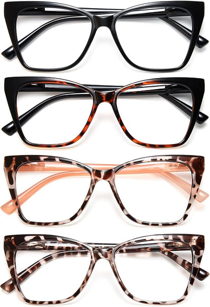 EYEURL Cat Eye Reading Glasses for Women 4-Pack Blue Light Glasses Stylish Computer Readers for Women