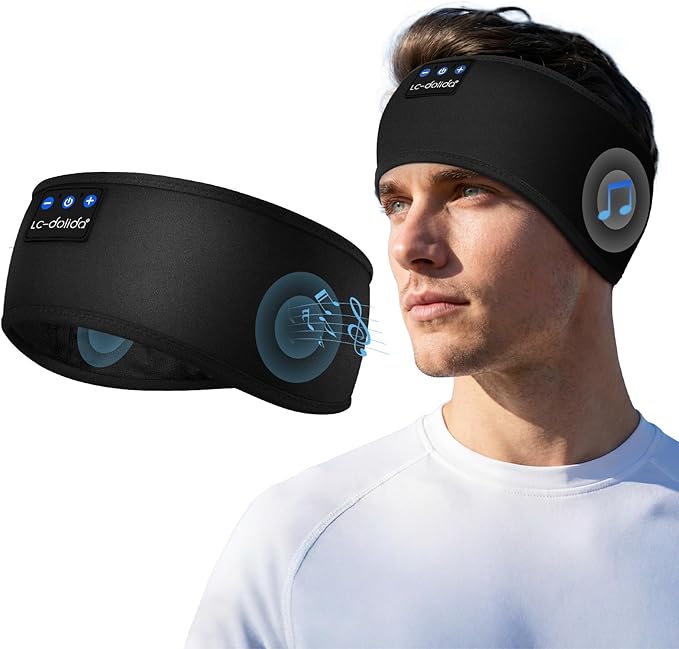 LC-dolida Sleep Headphones Headband Bluetooth 5.4, Sports Headband Earphones Wireless with Speaker Microphone USB C for Women Sleeping Gift Workout Jogging Yoga Insomnia Travel Meditation
