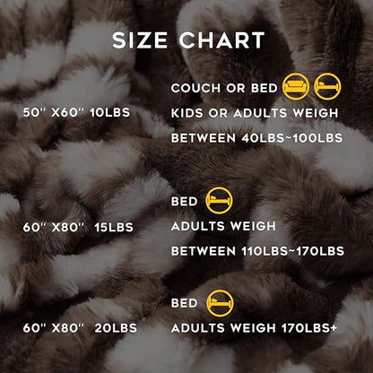 YnM Fluffy Faux Fur Weighted Blanket (Coffee, 50''x60'' 10lbs) Luxury & Fuzzy Weighted Blanket Throw