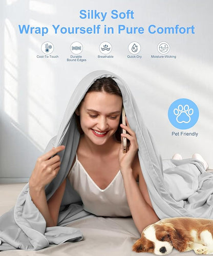 Cooling Comforter Queen Size, Summer Cooling Blanket for Hot Sleepers, Breathable and Lightweight All Season Bedding for Night Sweats, Cooling Technology for Hot Nights, 90"x90", Gray