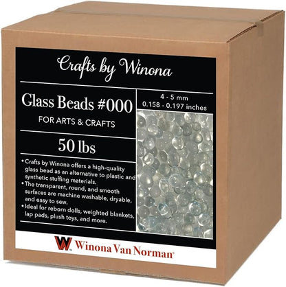 Premium Glass Microbeads, Extra Large 4-5mm, Weighted Filler for Blankets, Door Stoppers, Photography & Fitness Bean Bags – Washable. Size 000 (50 lbs.)