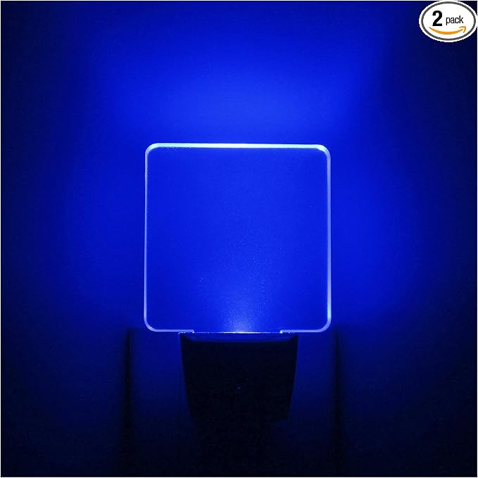 2 Pack 0.5W Plug in LED Night Light with Dusk to Dawn Sensor Blue