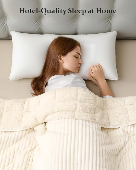 CYK Weighted Blanket 15 lbs for Adults Queen Size 60"x80" - Dual-Sided Fleece & Sherpa Blanket - Heavy Plush Flannel Winter Warm Blanket for Bed and Couch